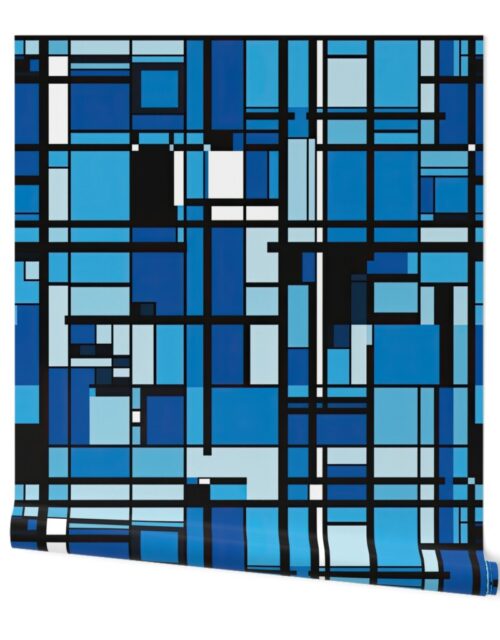 De Stijl Geometric Color Pattern in Blue Wallpaper