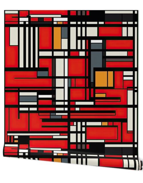 De Stijl Geometric Color Pattern in Red Wallpaper