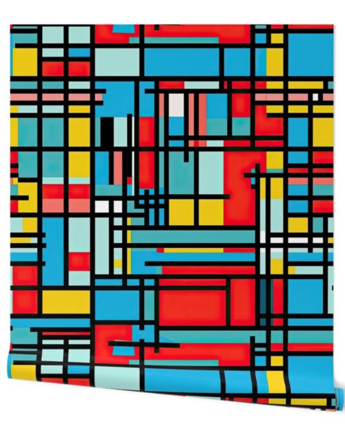 De Stijl in Geometric  Pattern in Watercolor Retro Summer Colors Wallpaper