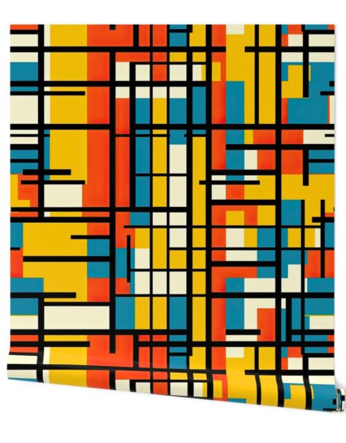 De Stijl in Geometric  Pattern in Watercolor Retro Summer Colors Wallpaper