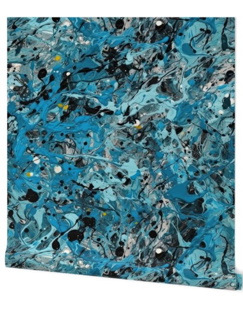 Blue Drip Paint Splatter Technique Wallpaper