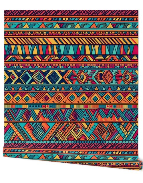 Bright Multicolored Geometric Aztec Pattern Wallpaper