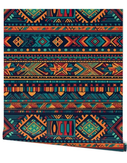 Bright Multicolored Geometric Aztec Pattern Wallpaper