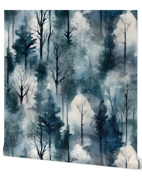 Endless Winter Dreamscape Trees in Misty Forest Wallpaper
