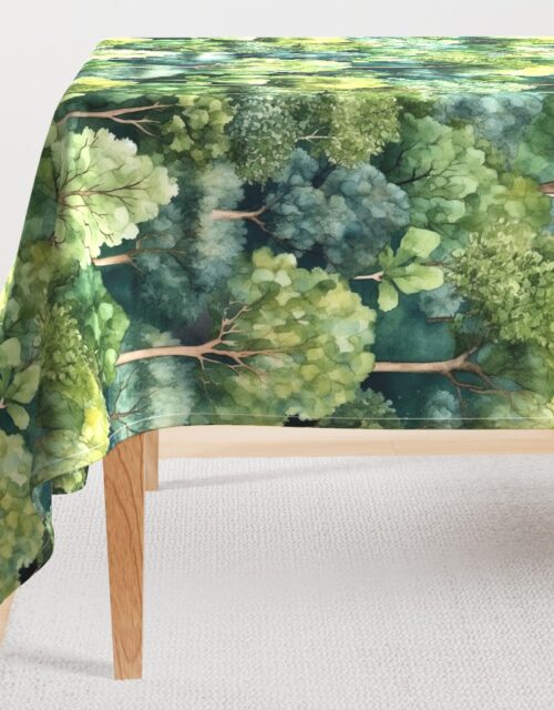 Endless Forest Watercolor Rectangular Tablecloth