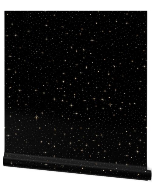 Starry Night of Beautiful Universe with Gold Stars Wallpaper