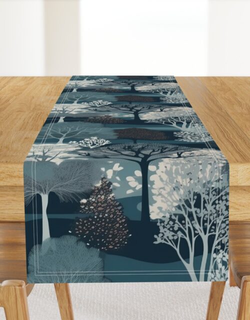 New England Endless Forest Trees Winter Table Runner