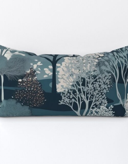 New England Endless Forest Trees Winter Lumbar Throw Pillow