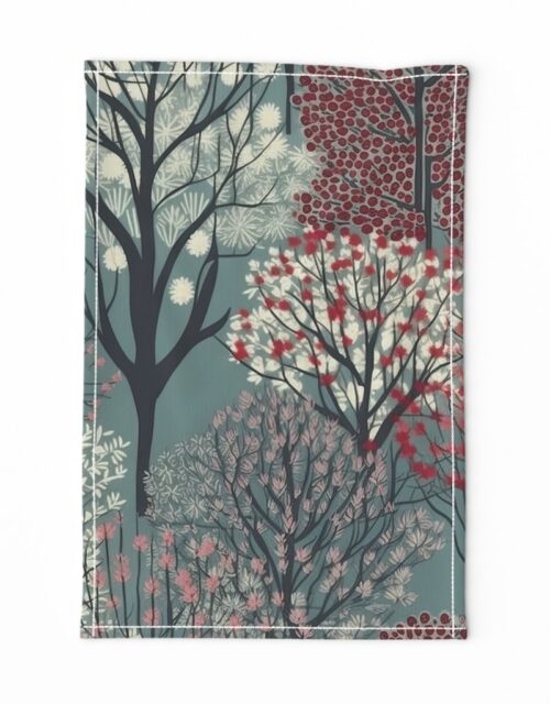 New England Endless Forest Trees Winter Tea Towel