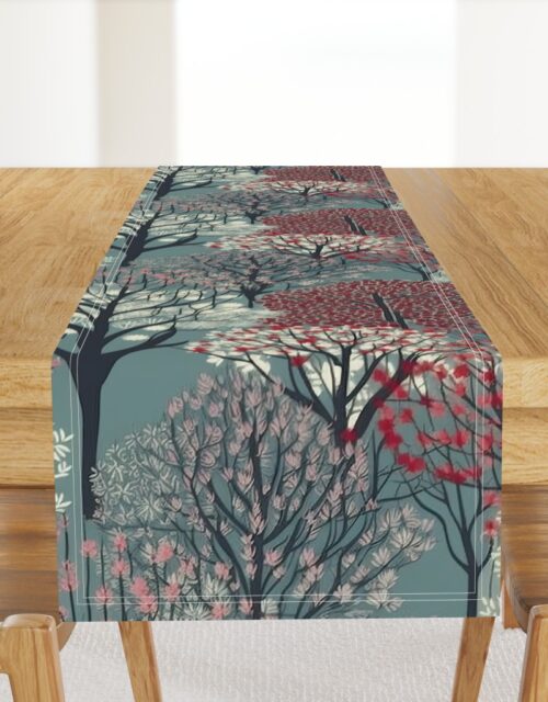 New England Endless Forest Trees Winter Table Runner