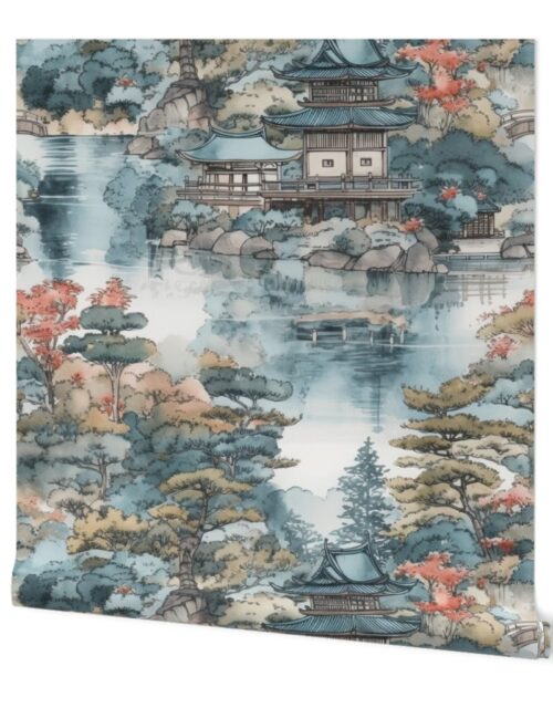 Japanese Water Garden Watercolor Wallpaper