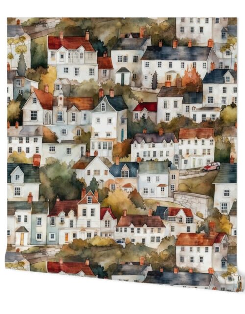 English Town Houses in Watercolor Wallpaper