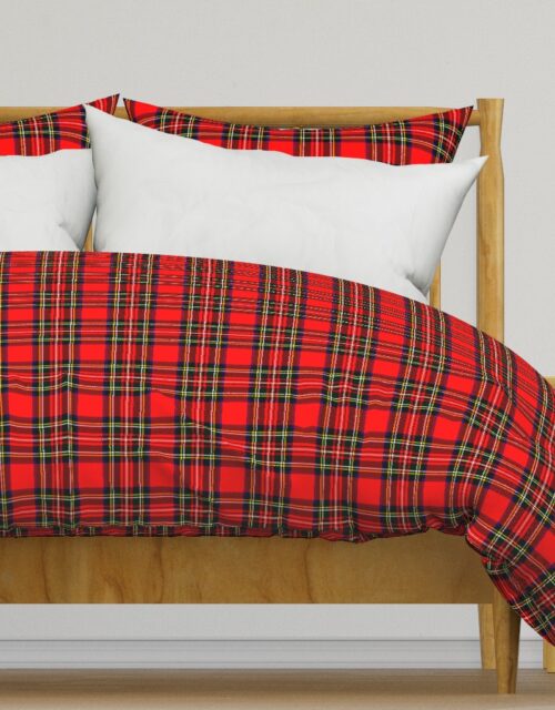 Small Bright Red and Green Stewart Christmas Tartan Duvet Cover