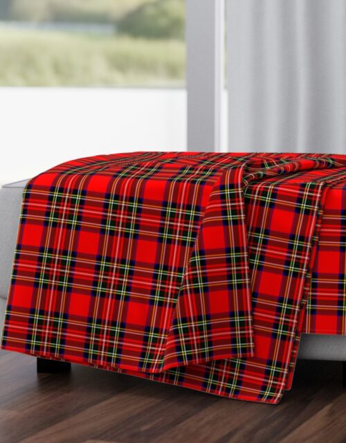 Small Bright Red and Green Stewart Christmas Tartan Throw Blanket