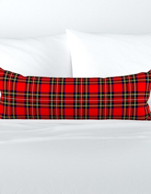 Small Bright Red and Green Stewart Christmas Tartan Extra Long Lumbar Pillow