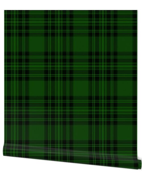 Large Green and Black Christmas Stewart Tartan Wallpaper