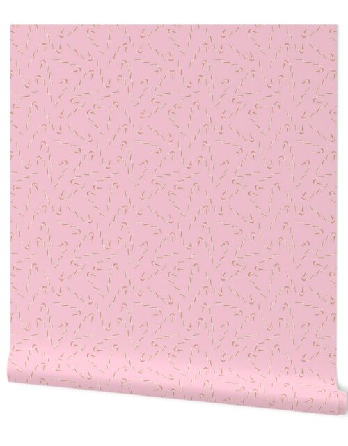 Mini Christmas Candy Canes on Pink Wallpaper