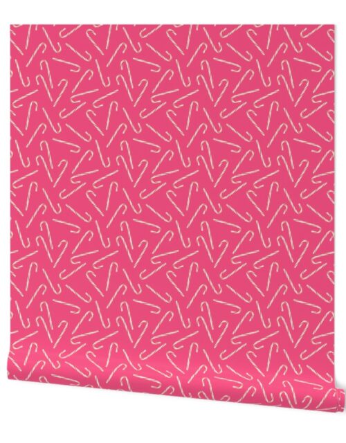 Mini Christmas Candy Canes on Rose Wallpaper