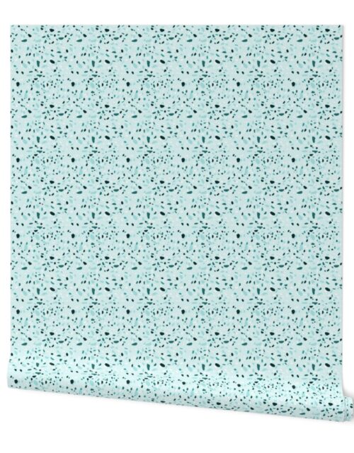 Teal Blue and Green Marble Chip Terazzo Wallpaper