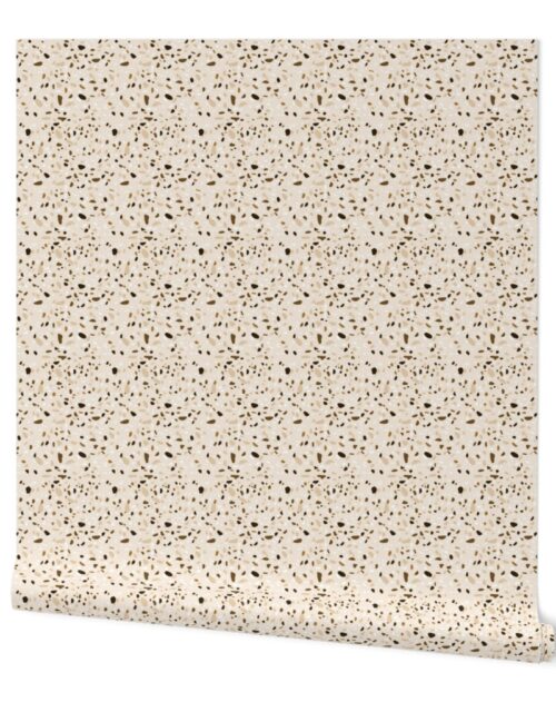 Wheat Beige and Brown Marble Chips Terazzo Wallpaper