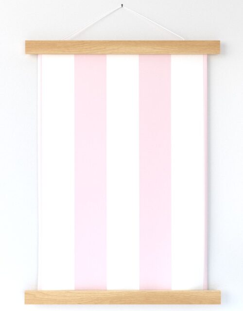 Merry Bright Pale Pink and White Vertical 3 inch Big Top Circus Stripe Wall Hanging