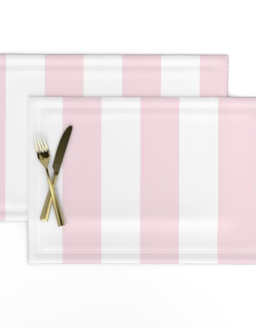 Merry Bright Pale Pink and White Vertical 3 inch Big Top Circus Stripe Placemats