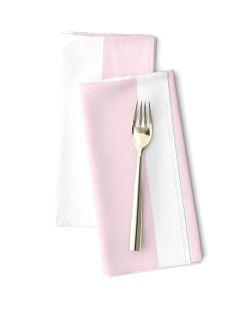 Merry Bright Pale Pink and White Vertical 3 inch Big Top Circus Stripe Dinner Napkins