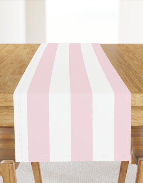 Merry Bright Pale Pink and White Vertical 3 inch Big Top Circus Stripe Table Runner