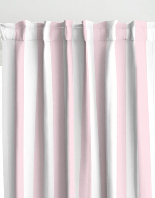Merry Bright Pale Pink and White Vertical 3 inch Big Top Circus Stripe Curtains