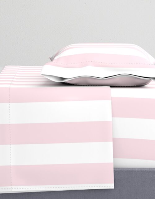 Merry Bright Pale Pink and White Vertical 3 inch Big Top Circus Stripe Sheet Set