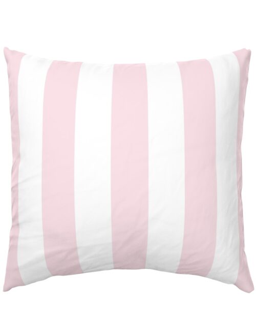 Merry Bright Pale Pink and White Vertical 3 inch Big Top Circus Stripe Euro Pillow Sham