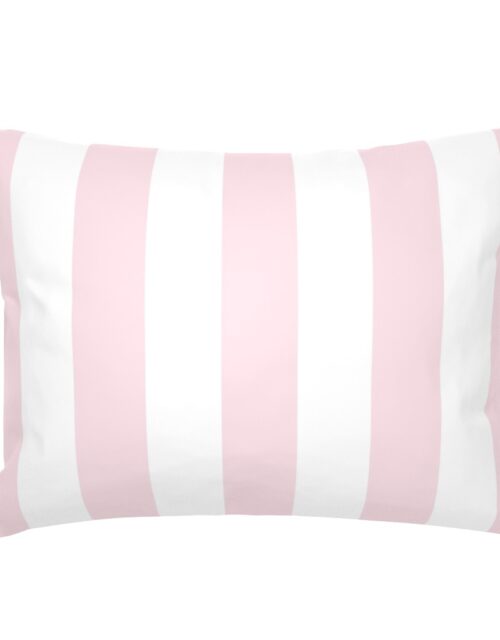 Merry Bright Pale Pink and White Vertical 3 inch Big Top Circus Stripe Standard Pillow Sham