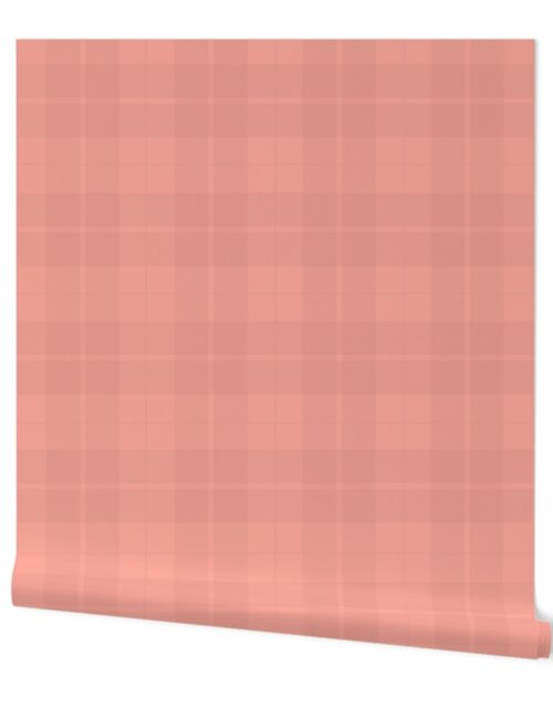 Pastel Peach and Pink Merry Bright Christmas Holiday Tartan Coordinate Wallpaper