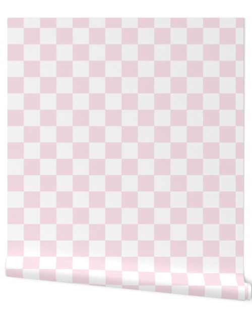 2 inch Checked Checkerboard Merry Bright Christmas Pattern in Pale Pink and White Square Checked Wallpaper