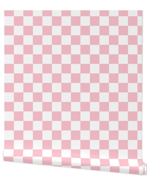 2″ Checked Checkerboard Merry Bright Christmas Pattern in Merry Bright Christmas Pink and White Square Checked Wallpaper