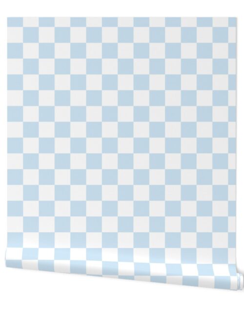 2″ Checked Checkerboard Merry Bright Christmas Pattern in Pastel Blue and White Square Checked Wallpaper