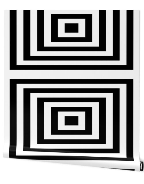 Large Black on White Optico Rectangular Lines Wallpaper