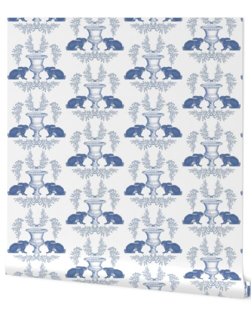 Small Rabbit Blue Toile de Jouy Wallpaper