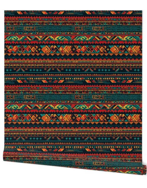 Small Bright Multicolored Geometric Aztec Pattern Wallpaper