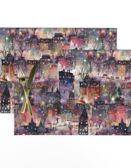 New York City Christmas Street Watercolor Placemats