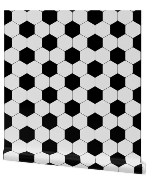 Soccer Mom Black and White Hexagonal Soccer Ball Pattern Wallpaper