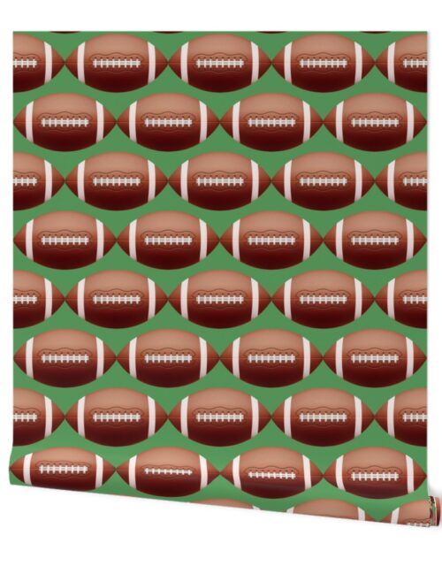 8 inch Gridiron American Pigskin Football with Lacing and Stitching on Field Green Wallpaper
