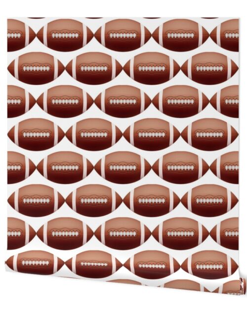 8 inch Gridiron American Pigskin Football with Lacing and Stitching on White Background Wallpaper