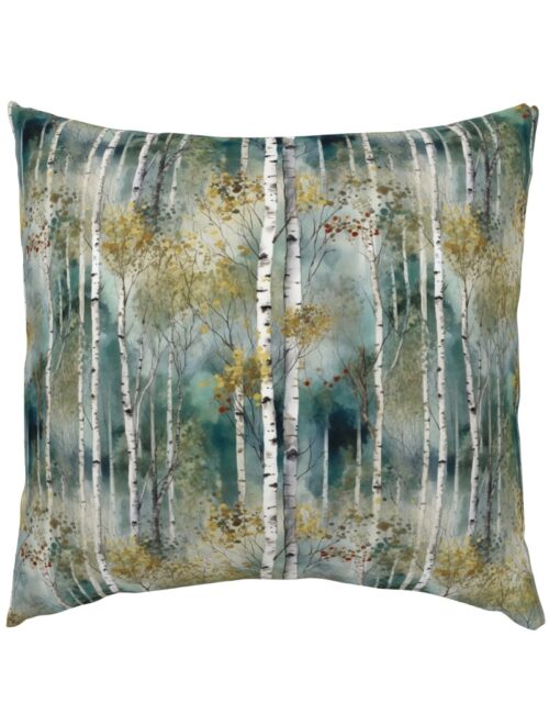 Smaller Endless Birch Tree Dreamscape Trees in Misty Forest Watercolor Euro Pillow Sham