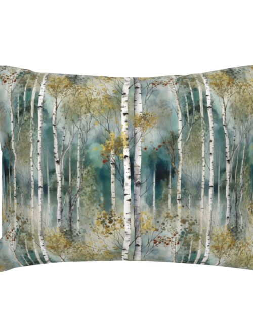 Smaller Endless Birch Tree Dreamscape Trees in Misty Forest Watercolor Standard Pillow Sham