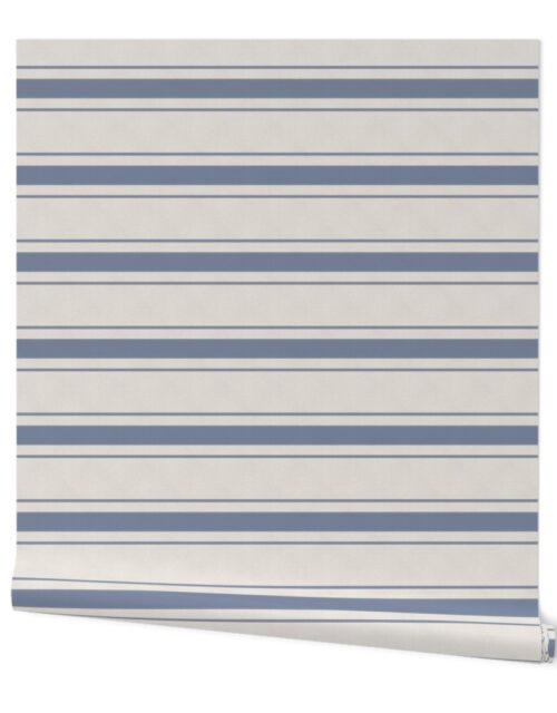 Stressed Horizontal Blue Denim Mattress Ticking Wallpaper