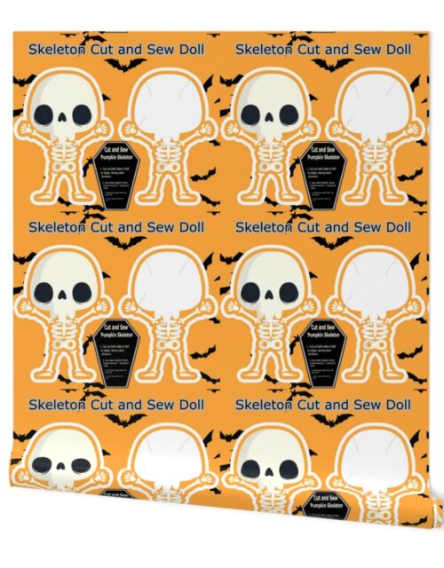 Halloween White Bone Skeleton Cut and Sew Doll Wallpaper