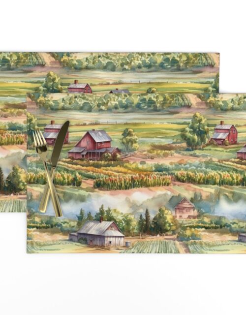 Summer Farm Landscape Watercolor Placemats