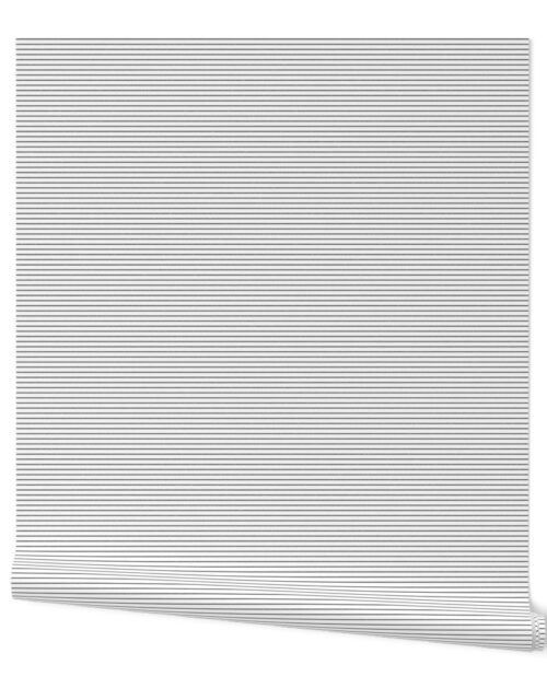 1/4 Inch Classic Horizontal Black  Vertical Pinstripe On White Spacing Wallpaper