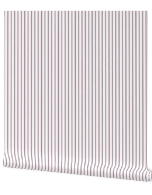 1/4 Inch Vertical Pinstripe USA Red White and Blue Flag Colors Wallpaper